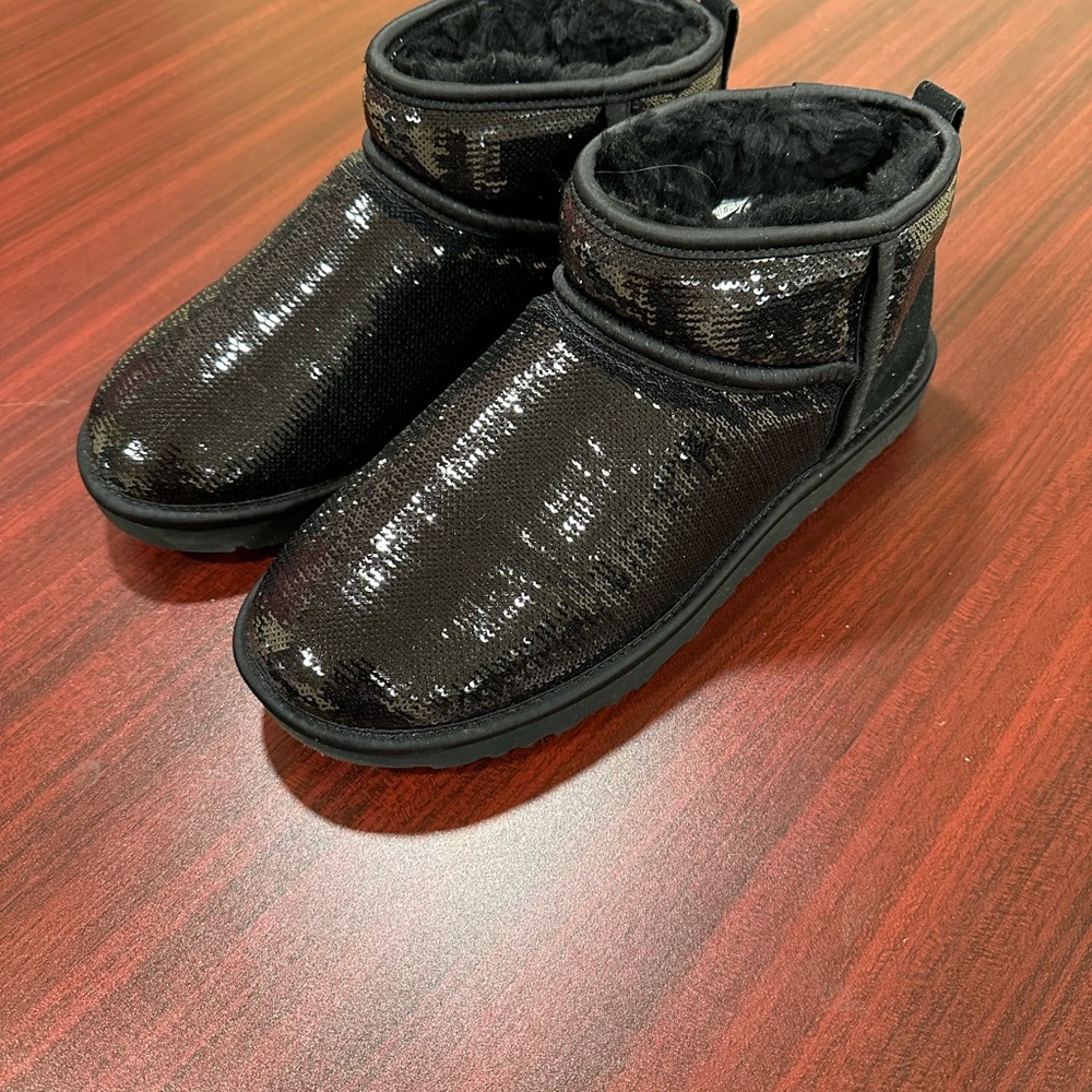 UGG Black Sequin Ankle Boots
